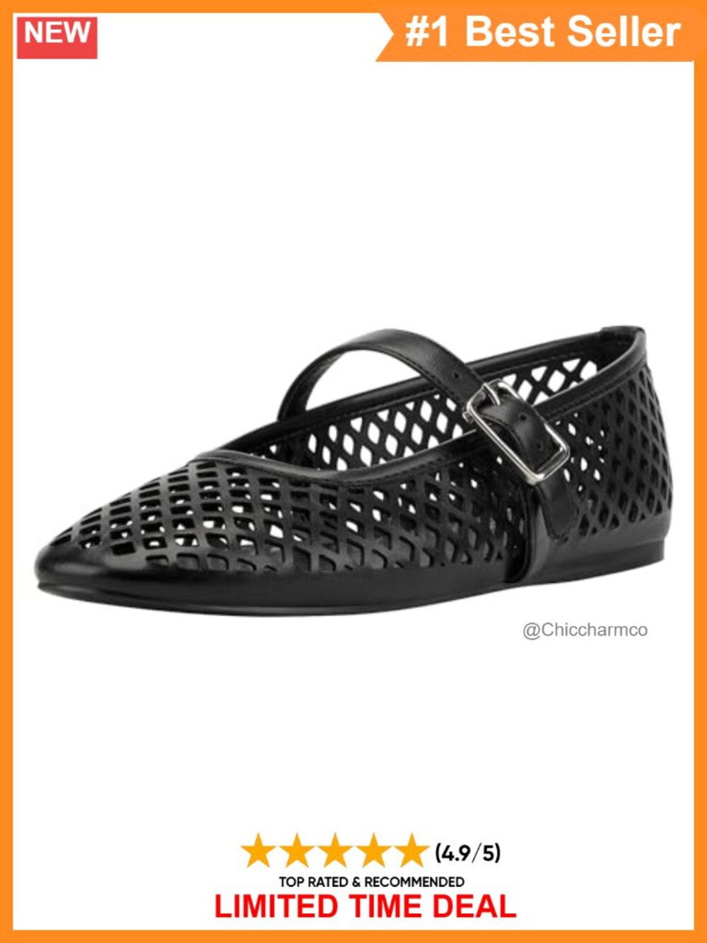 Mary Jane Flats with Square Toe and Buckle Strap Faux Leather Formal Shoes